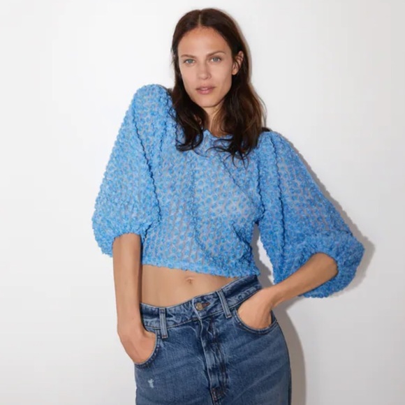 Zara Floral Shirt - Size M - Boho Chic Lightweight Top - Picture 3 of 12